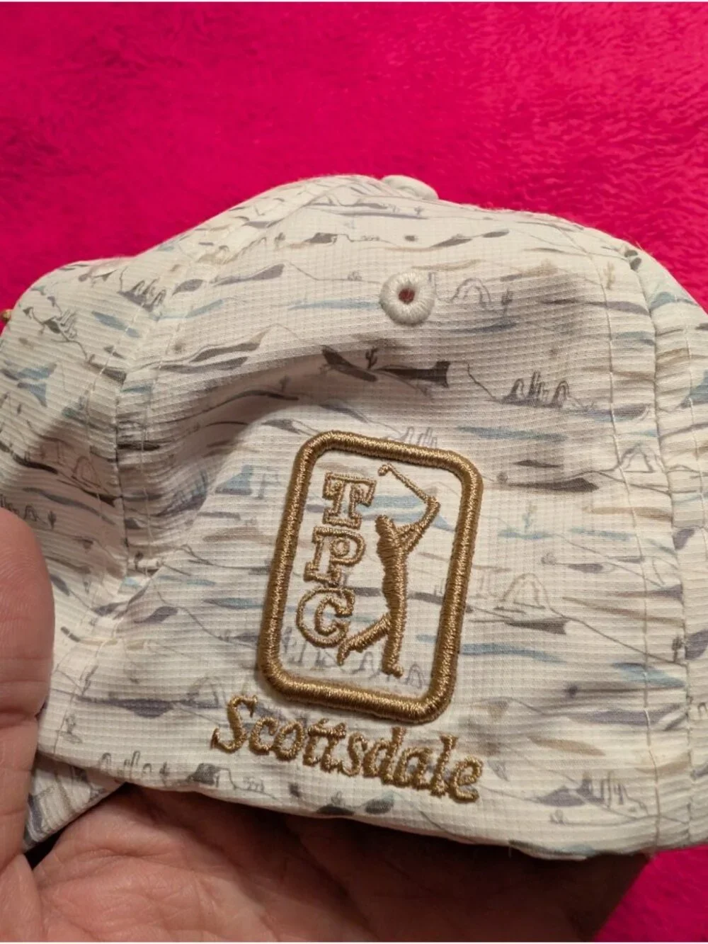 WM Phoenix Open TPC Scottsdale Golf Hat Imperial White Desert Print Performance